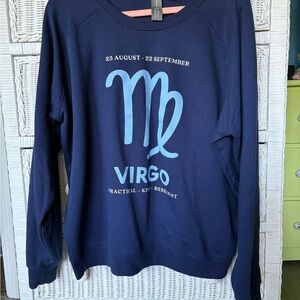 Anthropologie Navy Sweatshirt with Light Blue Virgo Graphic